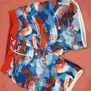 Virus Red White Bkue Brushstroke Shorts (Mens)